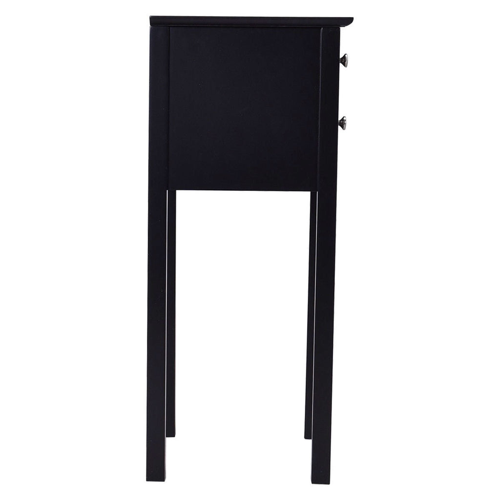 Elegant 2-Drawer End Table Nightstand Side Table in Black Wood Finish by HomePacific