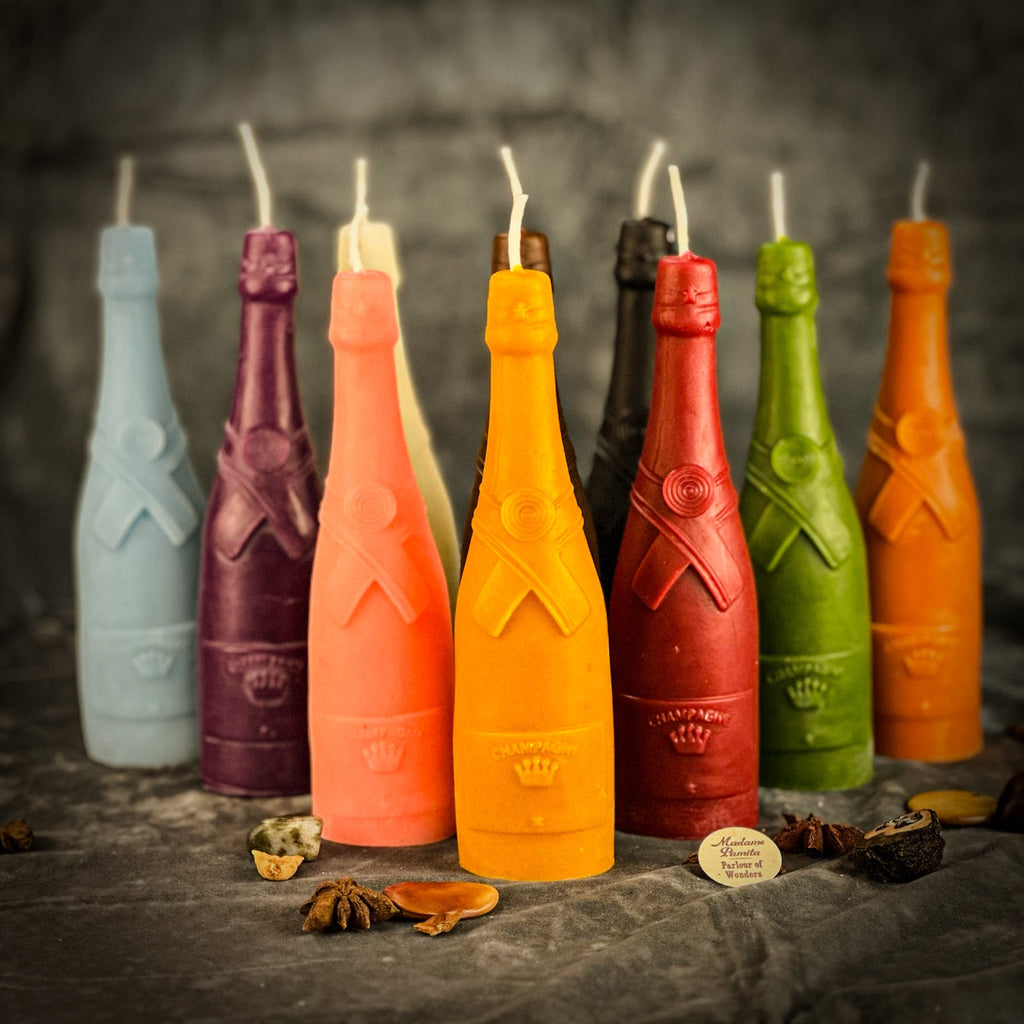 Beeswax Champagne Celebration Spell Candle - Success & Luxury Manifestation by Parlour of Wonders