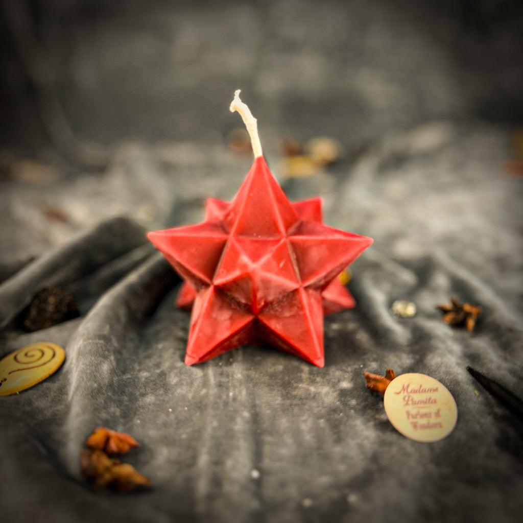 Beeswax Pentagram Merkaba Spell Candle - Protection, Ascension & Sacred Geometry by Parlour of Wonders