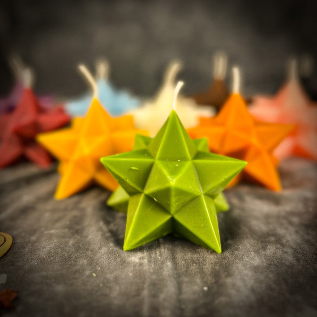 Beeswax Pentagram Merkaba Spell Candle - Protection, Ascension & Sacred Geometry by Parlour of Wonders