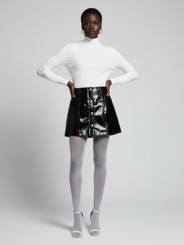 Black Patent Vegan Leather Mini Skirt BOWERY: New Colección COUTURE in NOLITA - BYMANYC ® New York by BYMANYC ® New York