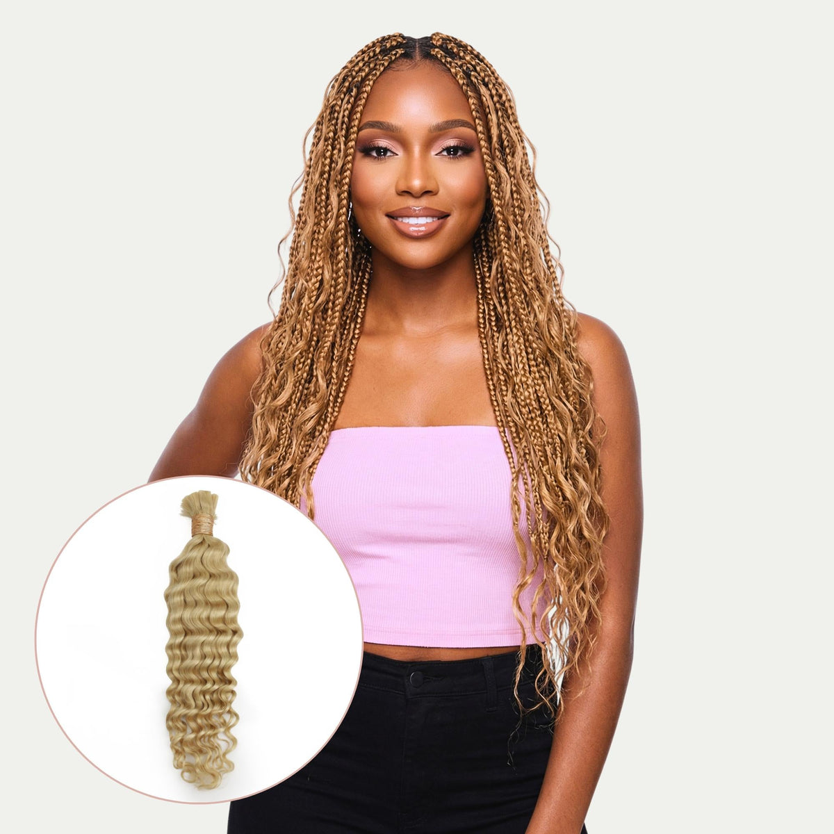 Blonde Deep Wave Bulk 100% Human Braiding Hair by Private Label
