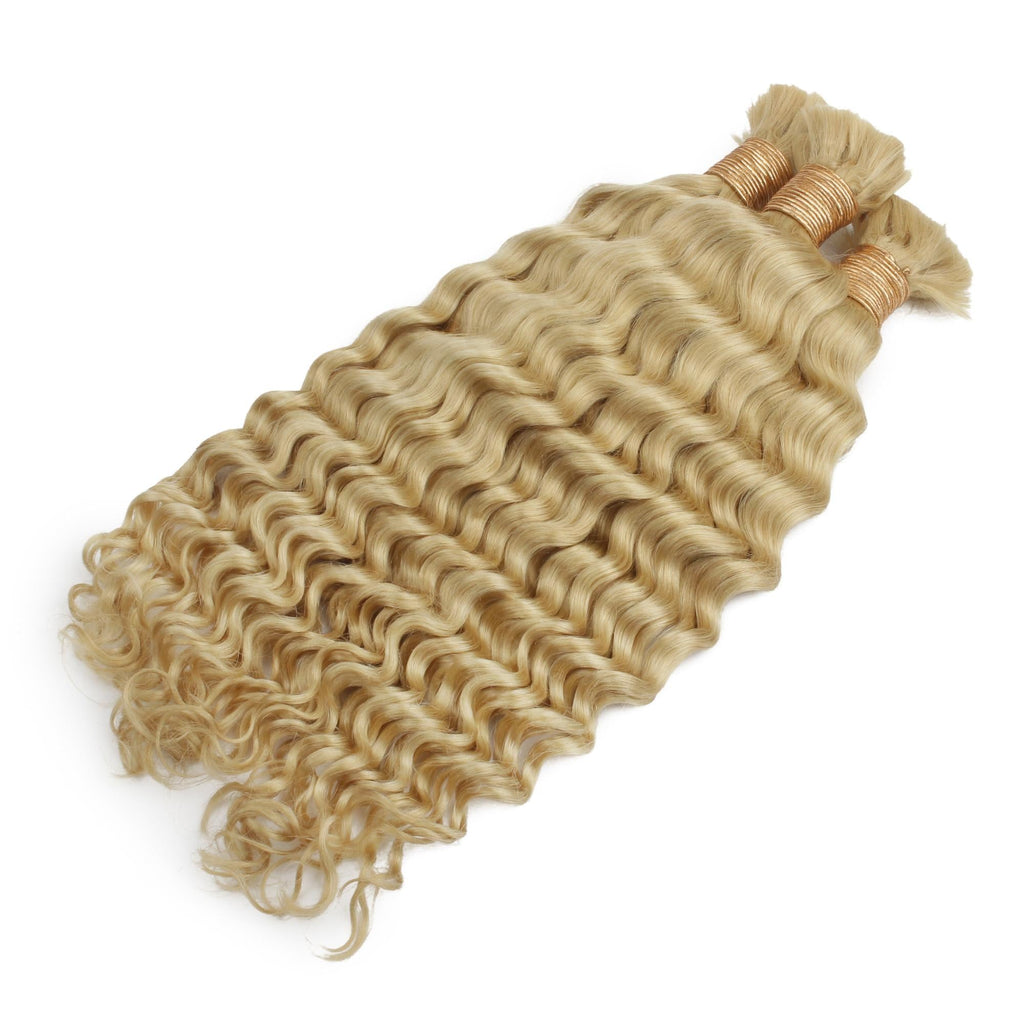 Blonde Deep Wave Bulk 100% Human Braiding Hair by Private Label