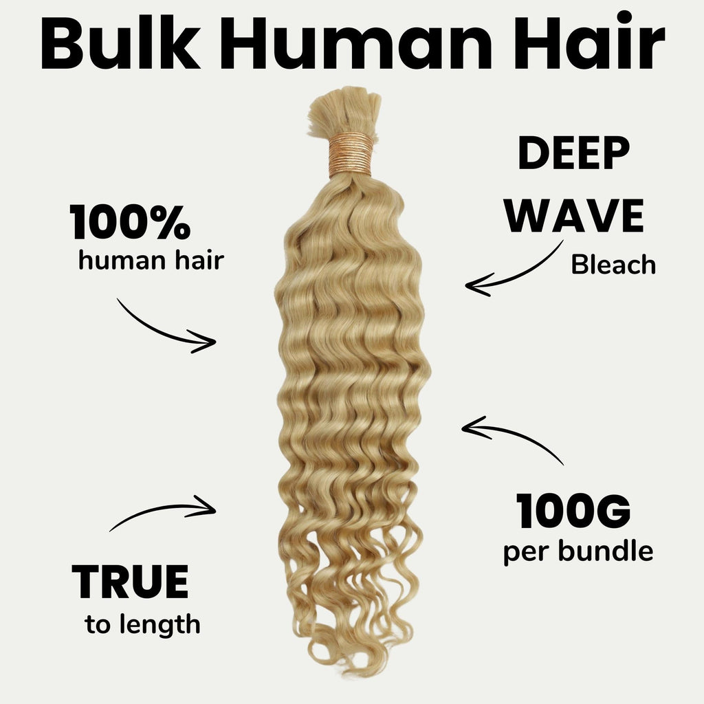 Blonde Deep Wave Bulk 100% Human Braiding Hair by Private Label