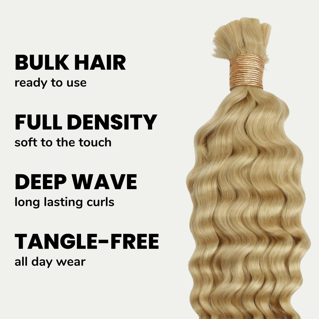 Blonde Deep Wave Bulk 100% Human Braiding Hair by Private Label