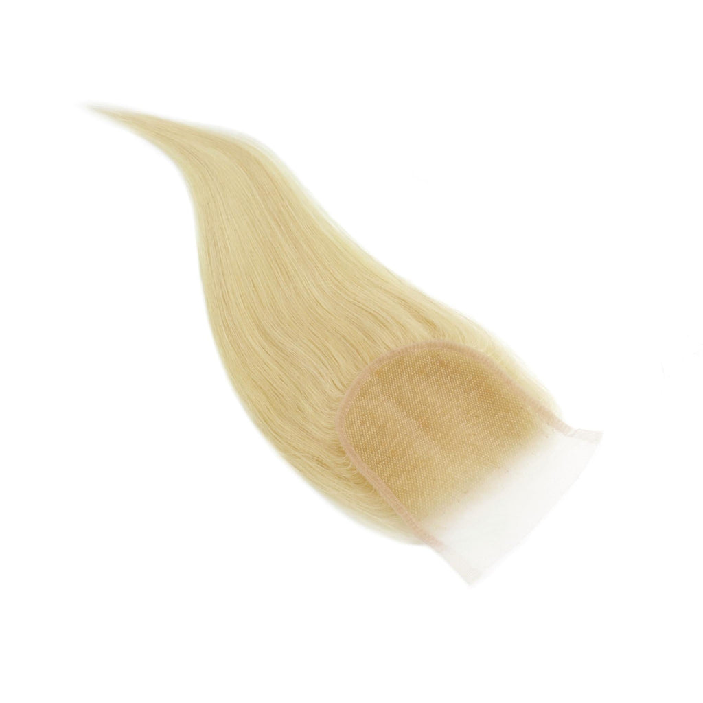 Blonde Straight 4x4 Transparent Lace Human Hair Closure by Private Label