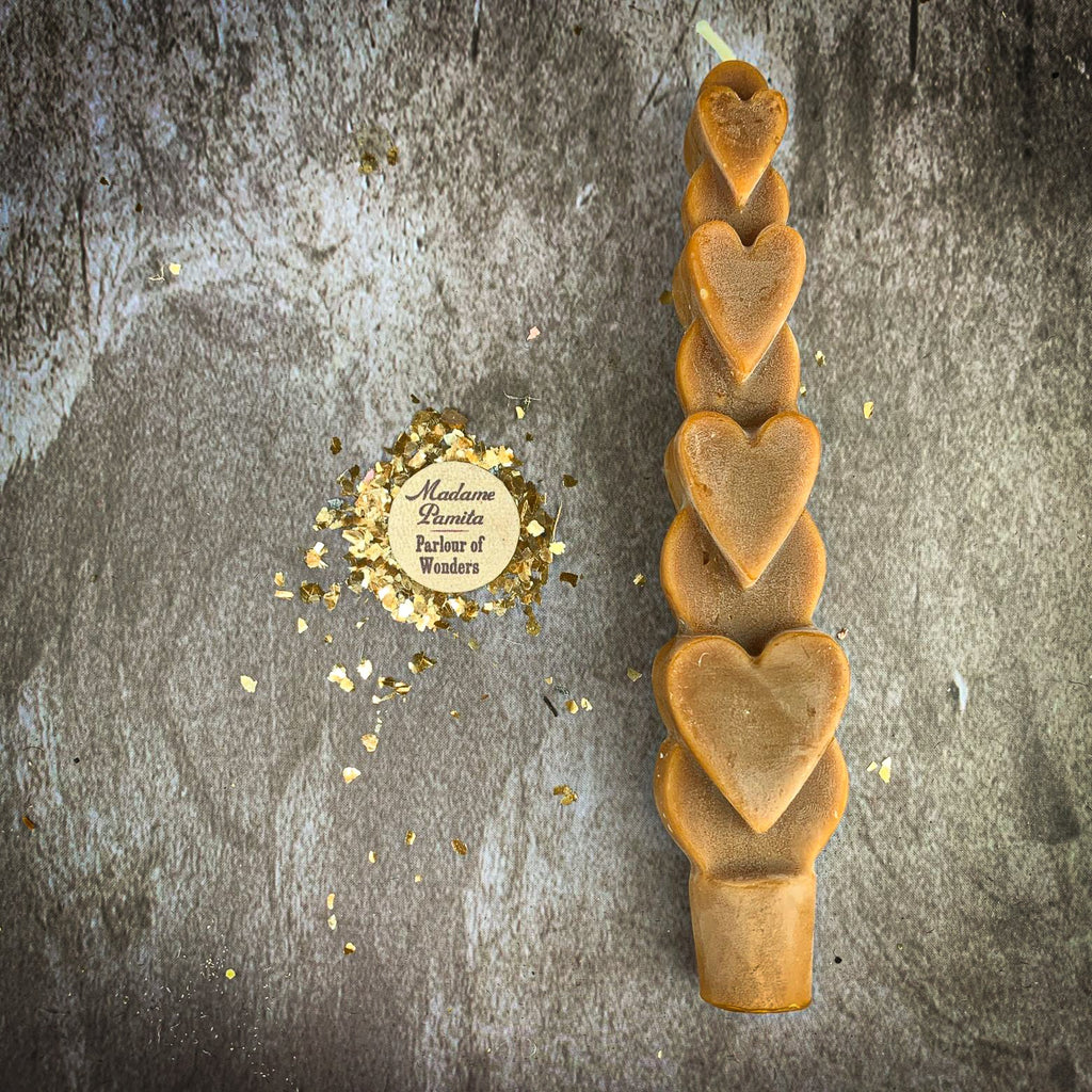 Beeswax Love Spell Heart Taper Candle - Romance & Attraction Magic by Parlour of Wonders