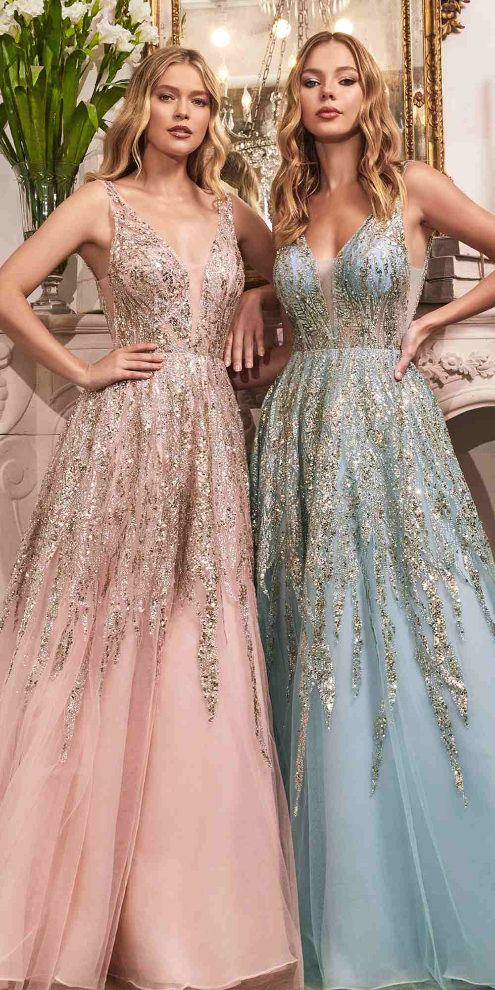 Cinderella Divine C135 Long Beaded Shimmer Ball Gown by DiscountDressShop