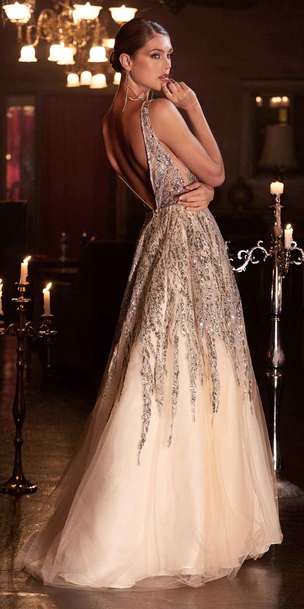 Cinderella Divine C135 Long Beaded Shimmer Ball Gown by DiscountDressShop