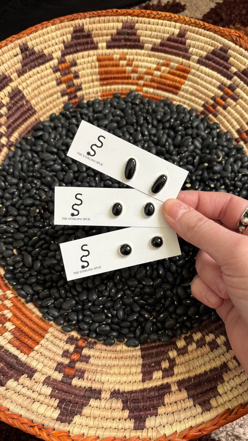 BLACK ONYX STUD EARRINGS by The Sterling Spur
