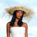 The Catalina Frayed Straw Sun Hat In Beige by BrunnaCo