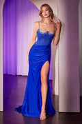 Ladivine CB156 Dress Hot Stone Satin Stretched Fitted Gown by DiscountDressShop