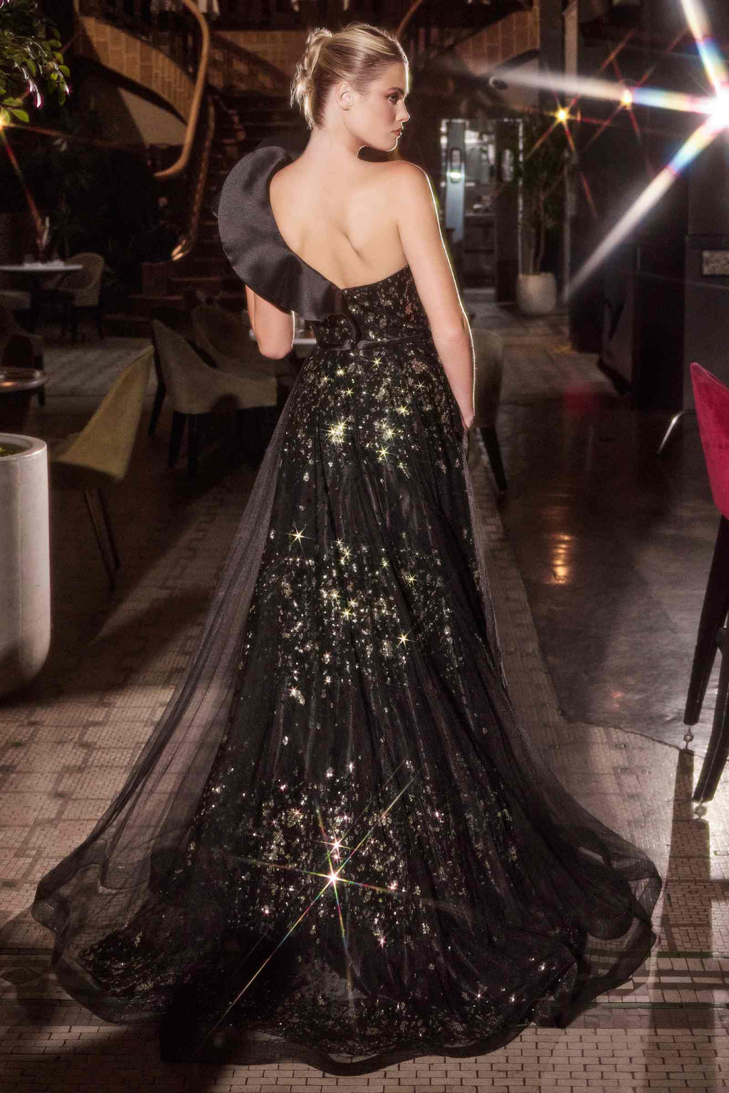 Ladivine CB157 Dress One Shoulder Black Ball Gown by DiscountDressShop