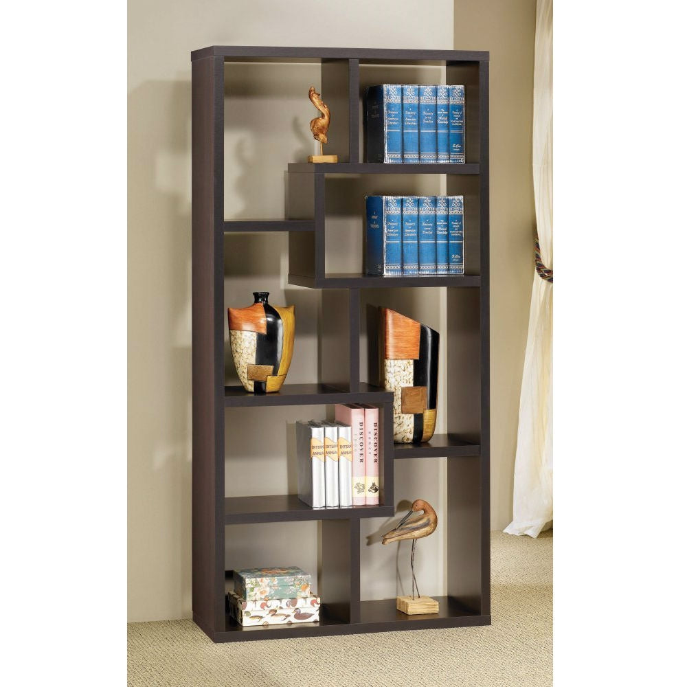 Modern Cube Contemporary Style Bookcase in Cappuccino Finish by HomePacific