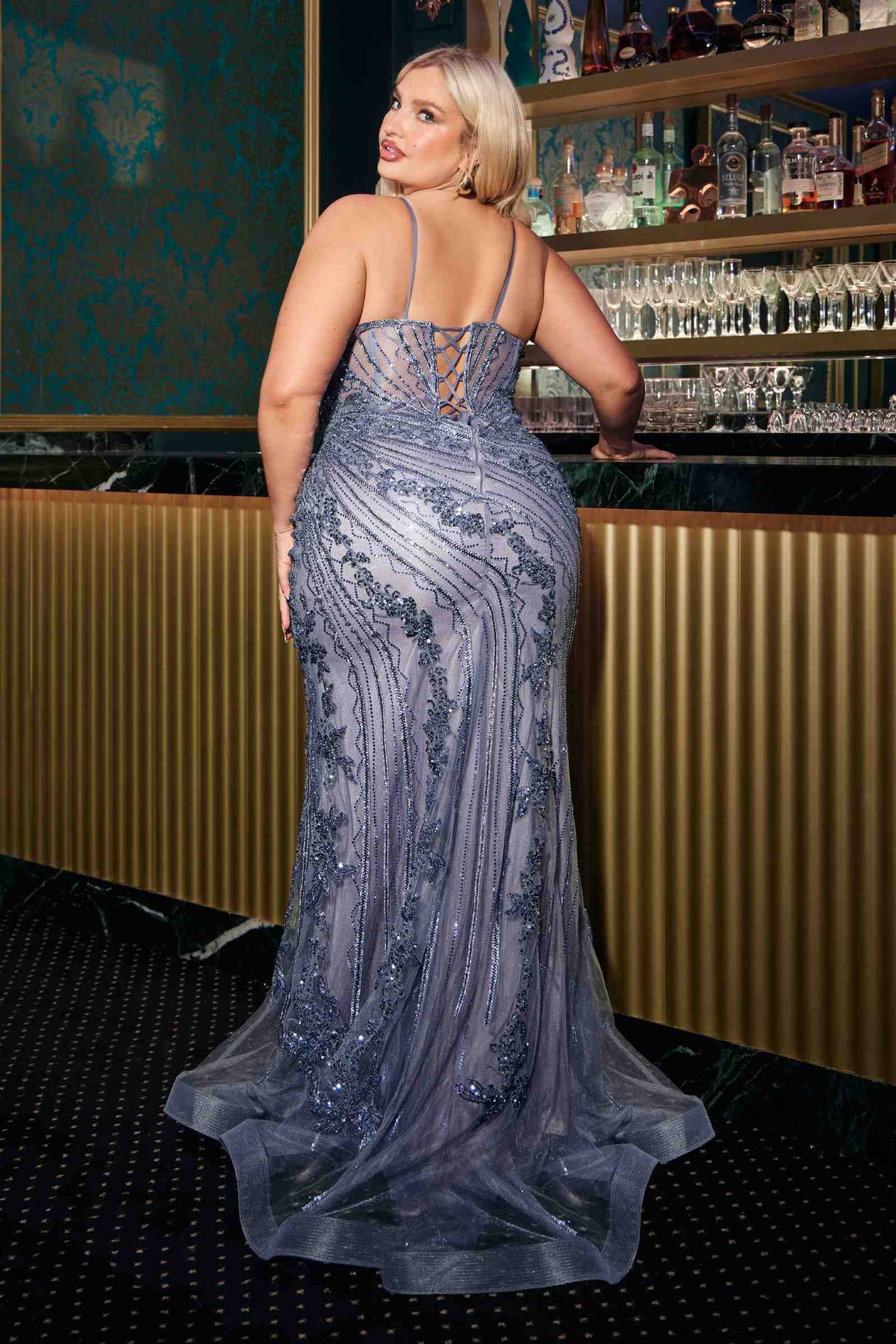 Ladivine CC0389C Dress Lace Embellished Fitted Gown by DiscountDressShop