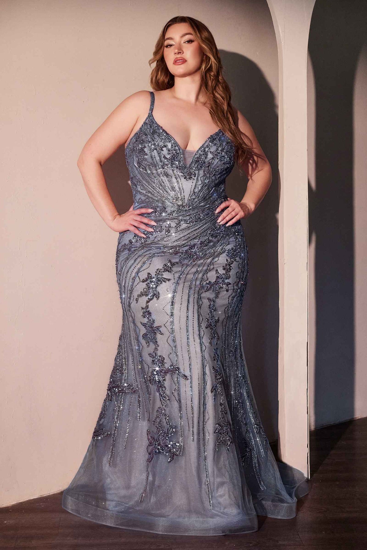 Ladivine CC0389C Dress Lace Embellished Fitted Gown by DiscountDressShop