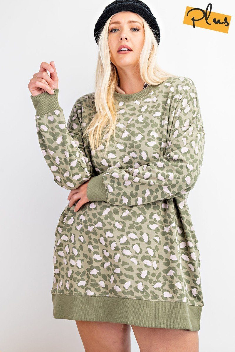 Leopard Printed Terry Knit Dress by It's a Girly Place