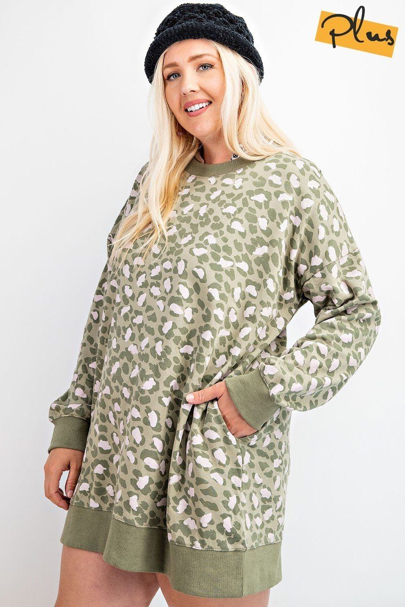 Leopard Printed Terry Knit Dress by It's a Girly Place
