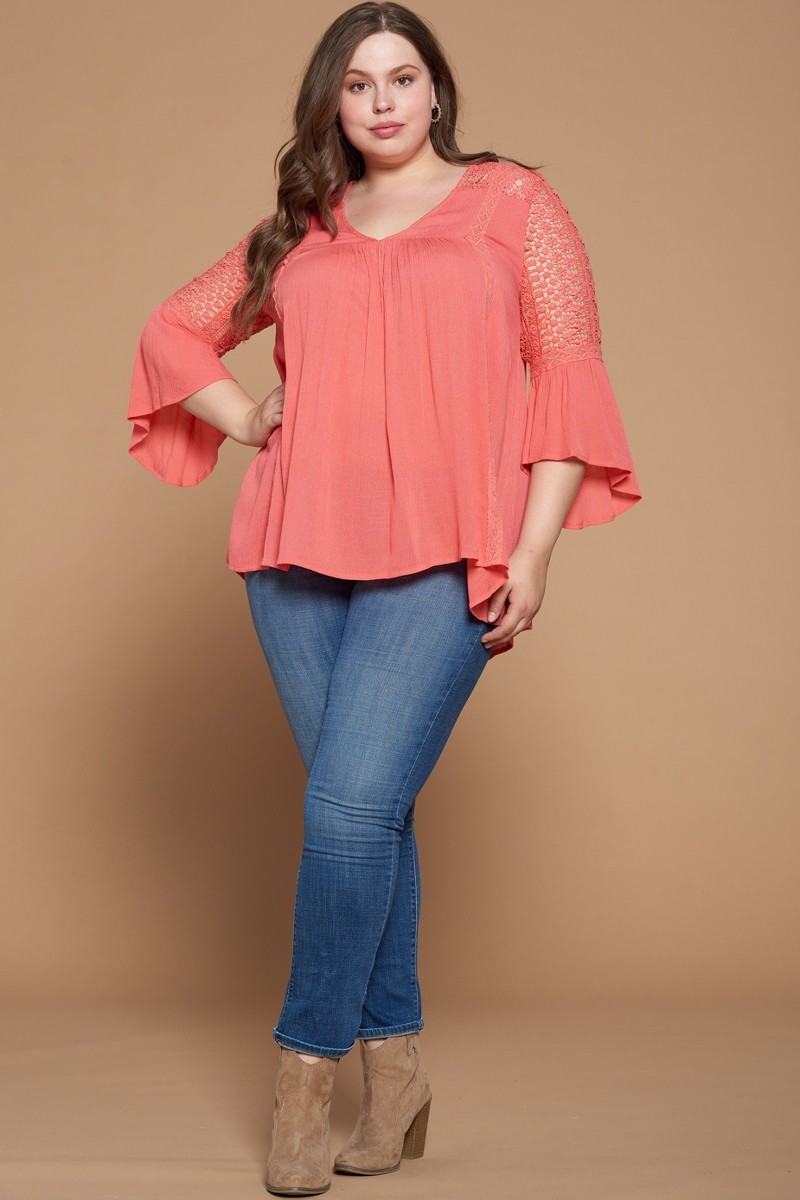 Solid Woven Babydoll Blouse by It's a Girly Place