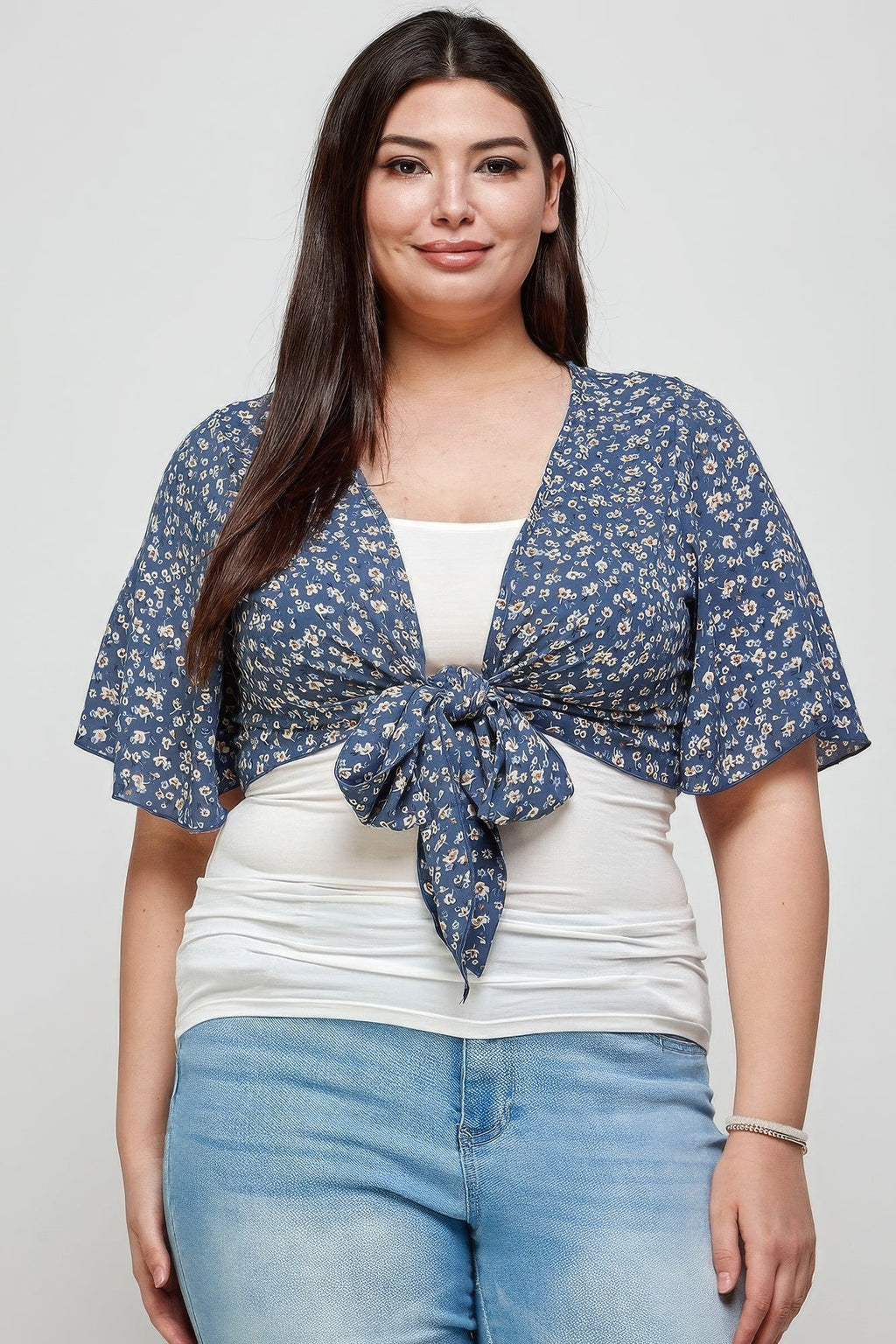 Plus Size Ditsy Floral Print Cropped Bolero Cardigan by It's a Girly Place