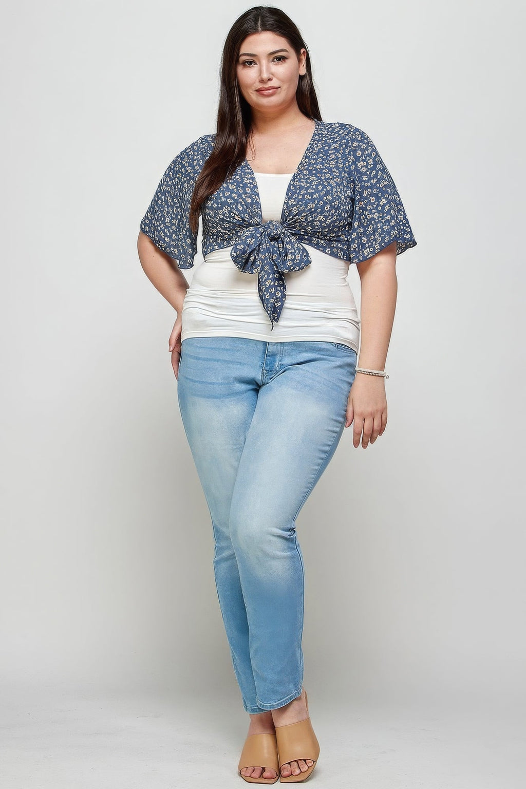 Plus Size Ditsy Floral Print Cropped Bolero Cardigan by It's a Girly Place
