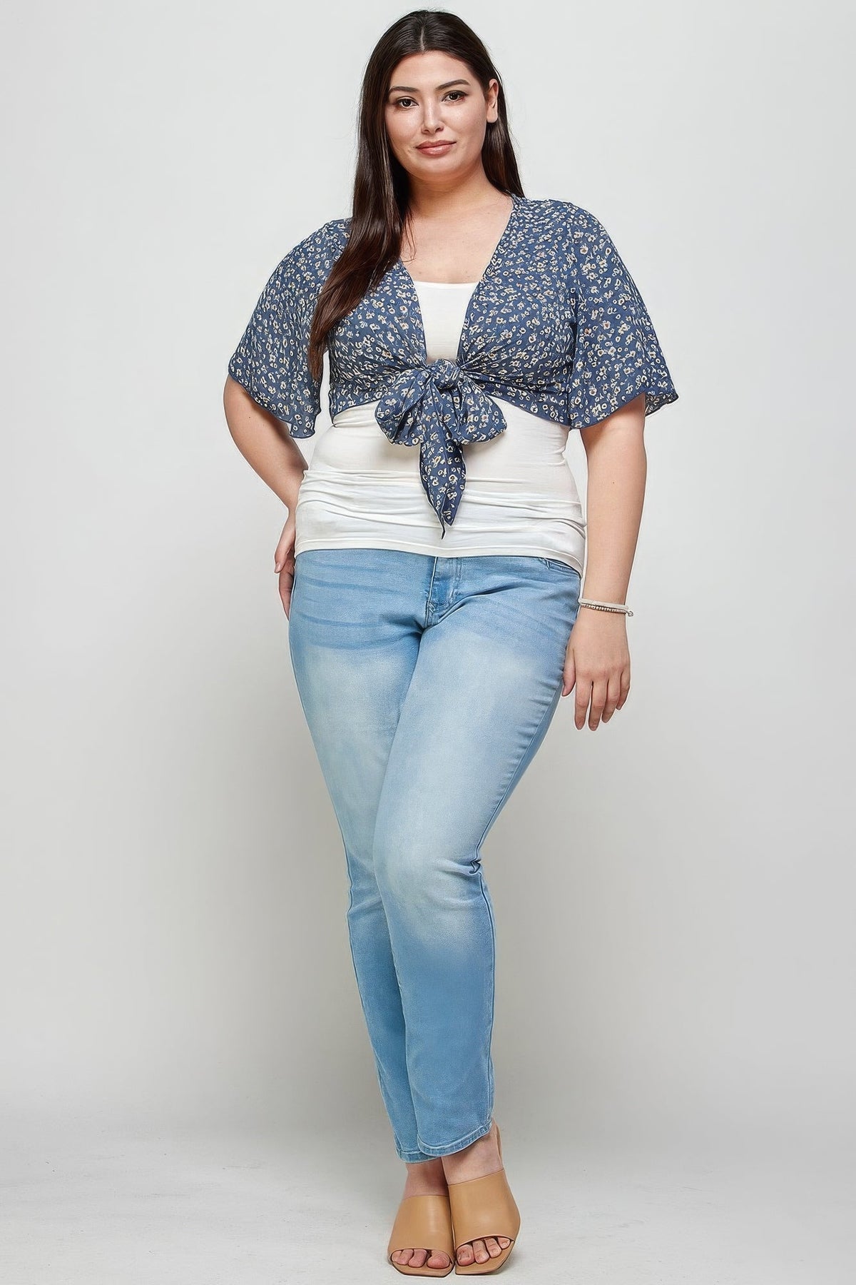 Plus Size Ditsy Floral Print Cropped Bolero Cardigan by It's a Girly Place