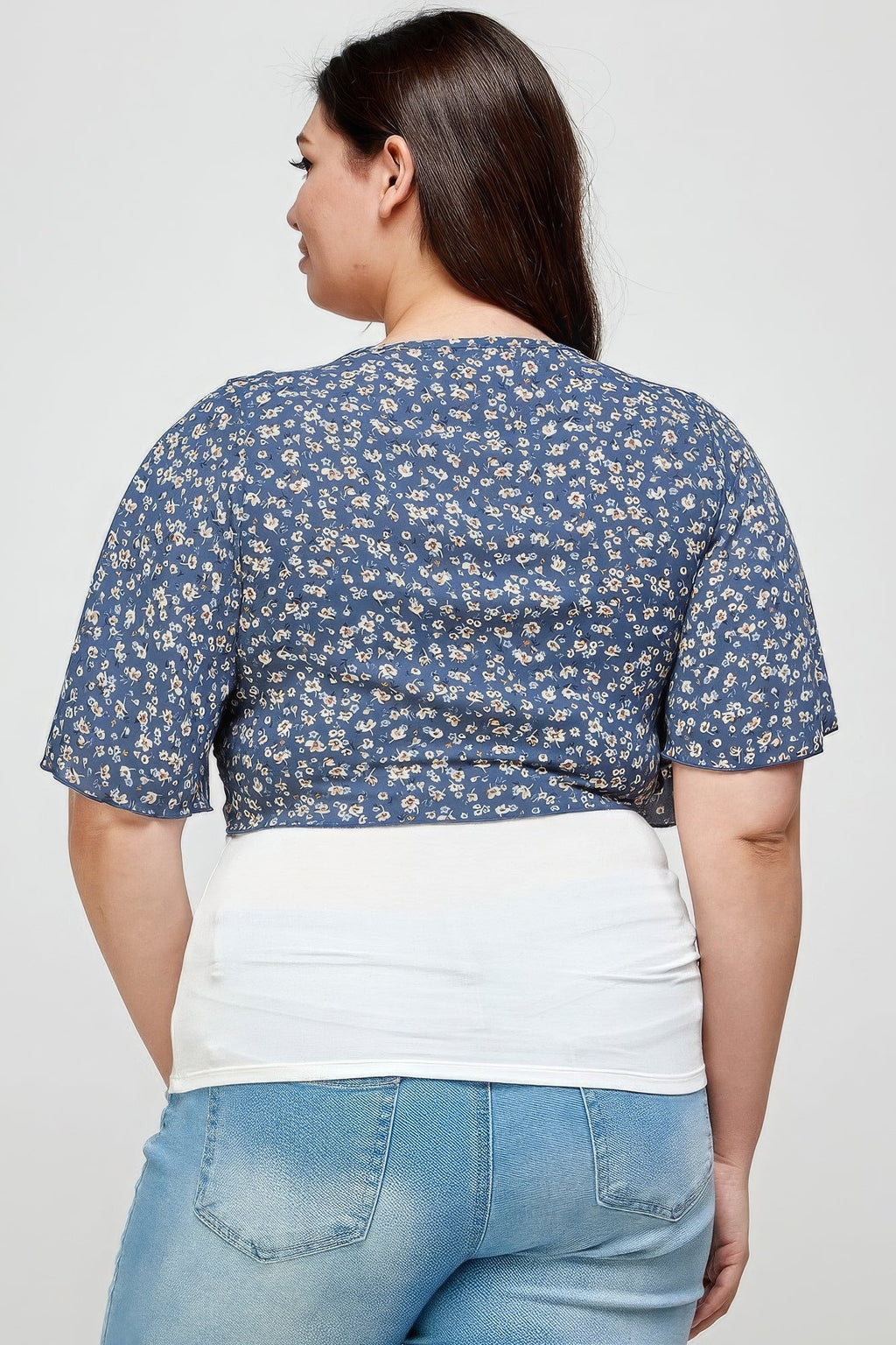 Plus Size Ditsy Floral Print Cropped Bolero Cardigan by It's a Girly Place