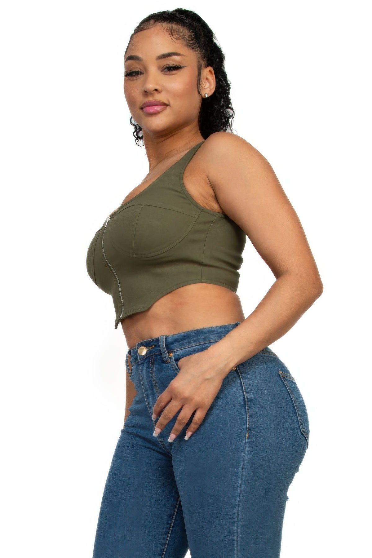 Zip-up square neck crop top by It's a Girly Place