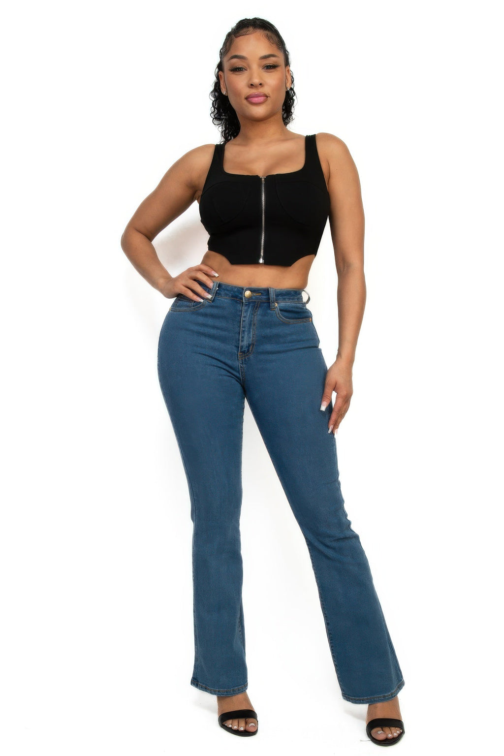 Zip-up square neck crop top by It's a Girly Place