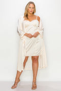 Satin Strap Dress With Self Belt Coat Set by It's a Girly Place