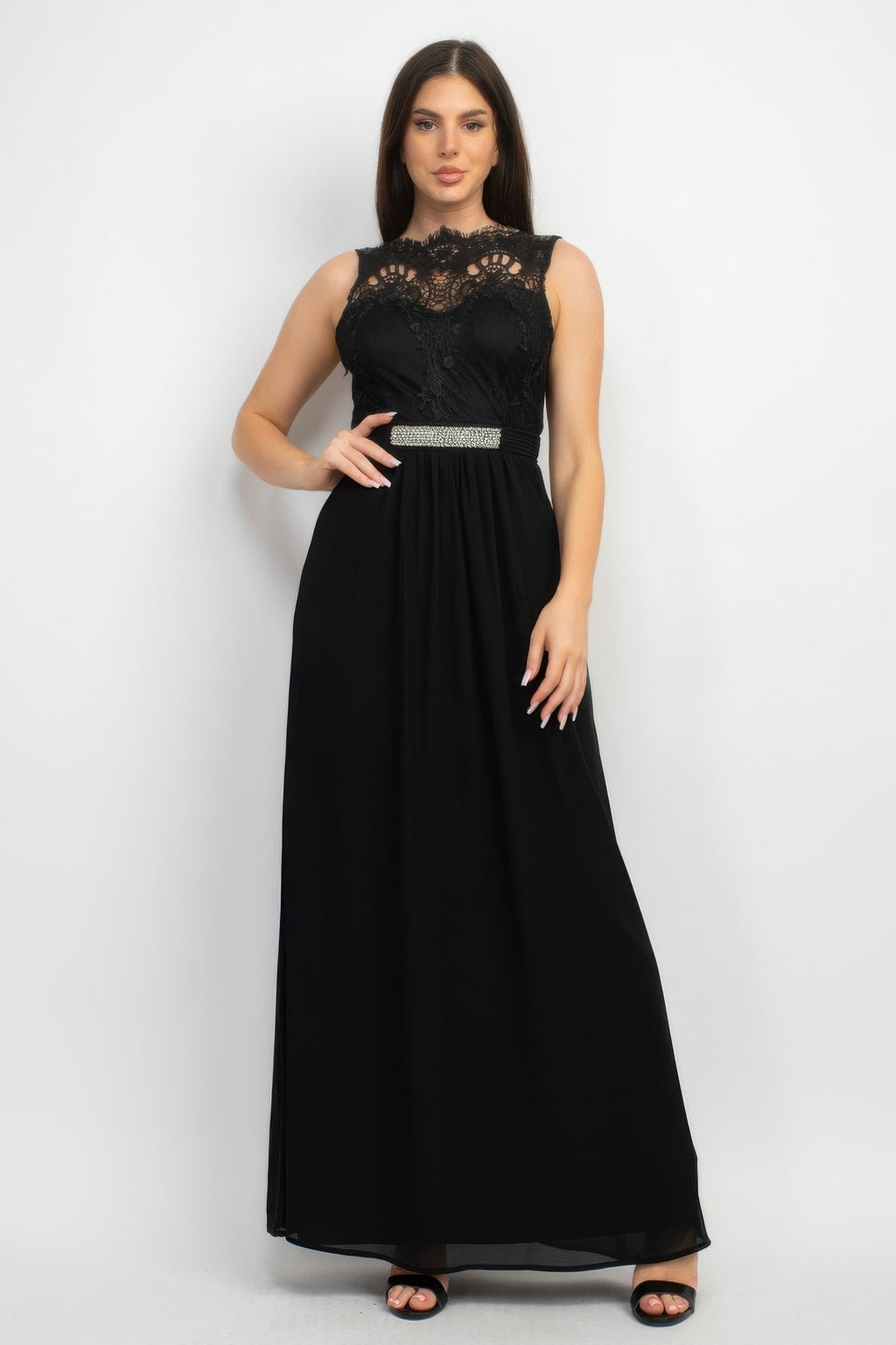 Jewel Waist-tie Lace Maxi Dress by It's a Girly Place