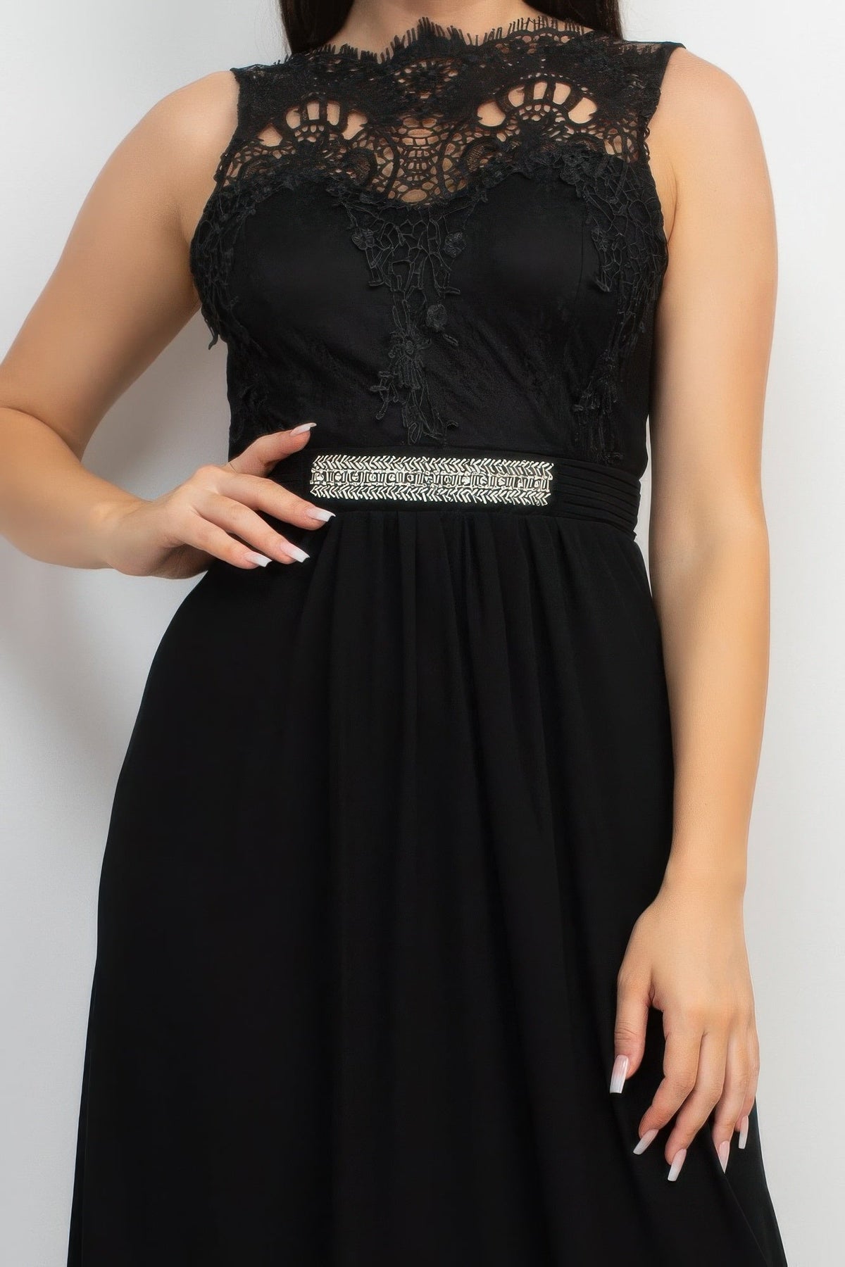 Jewel Waist-tie Lace Maxi Dress by It's a Girly Place