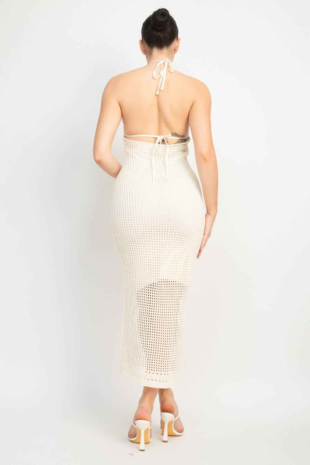 Halter Neck Open-back Midi Dress