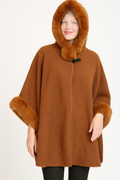 Hooded Faux Fur Trim Cape by It's a Girly Place