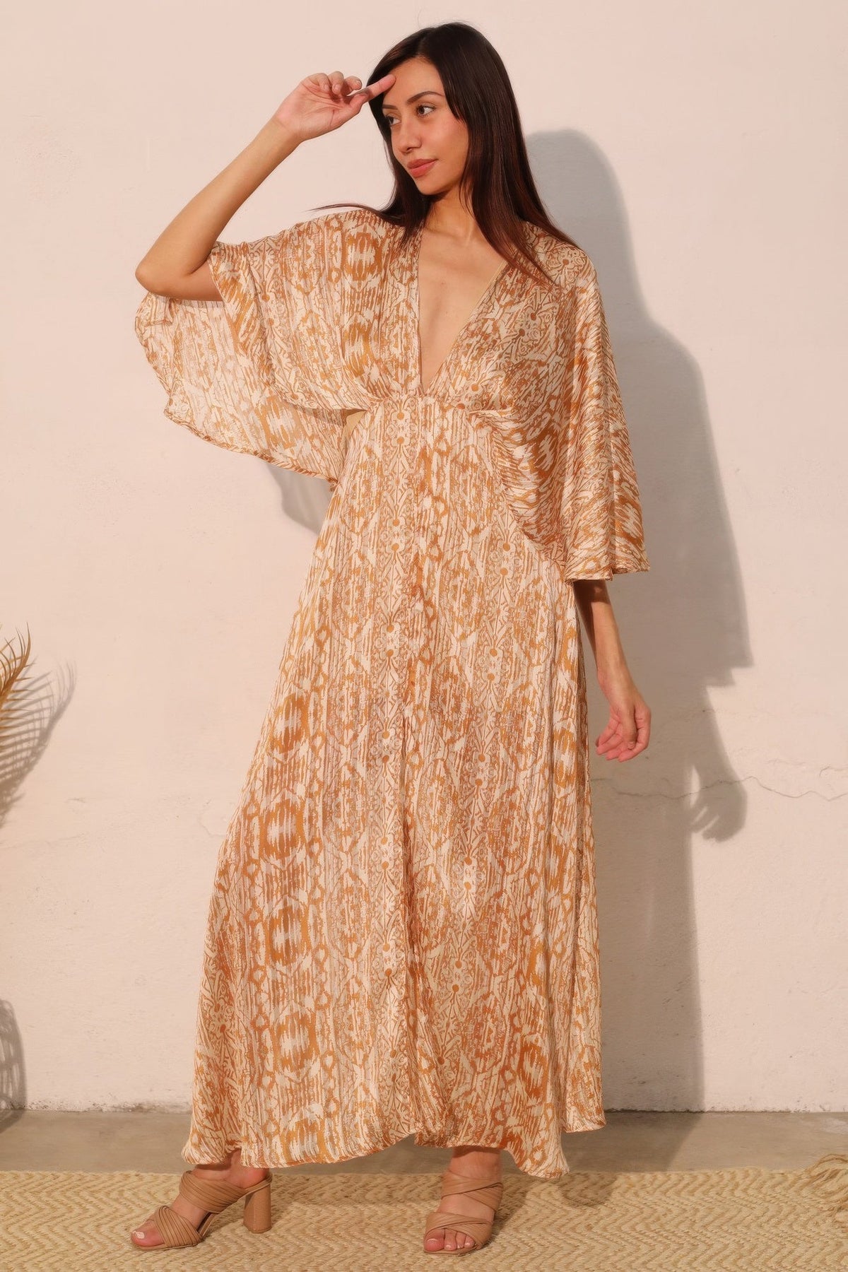 Bohemian Lurex Chiffon Cape Maxi Dress by It's a Girly Place