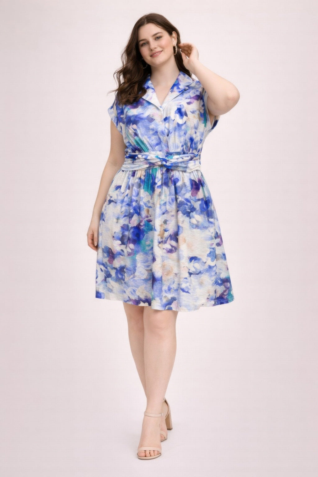 Plus Size Floral Waist Tie Shirt Dress by It's a Girly Place