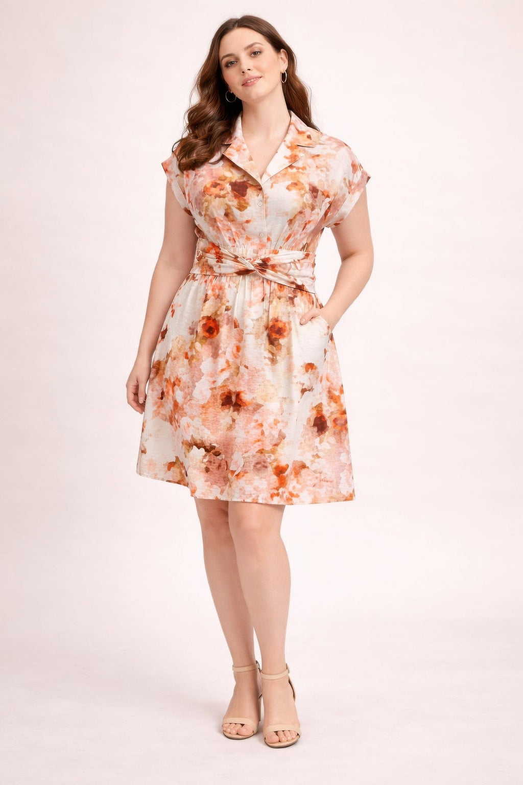 Plus Size Floral Waist Tie Shirt Dress by It's a Girly Place