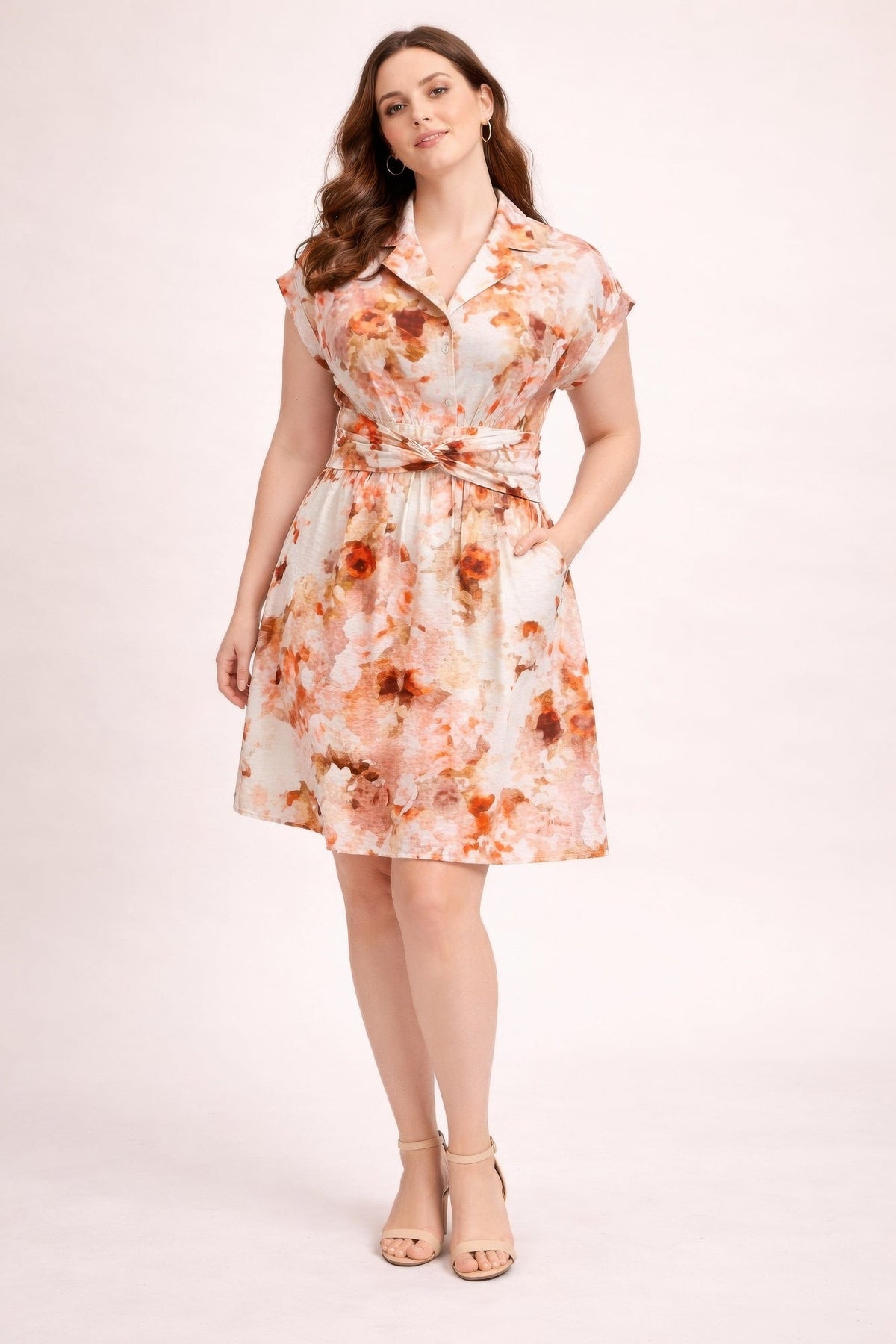 Plus Size Floral Waist Tie Shirt Dress by It's a Girly Place