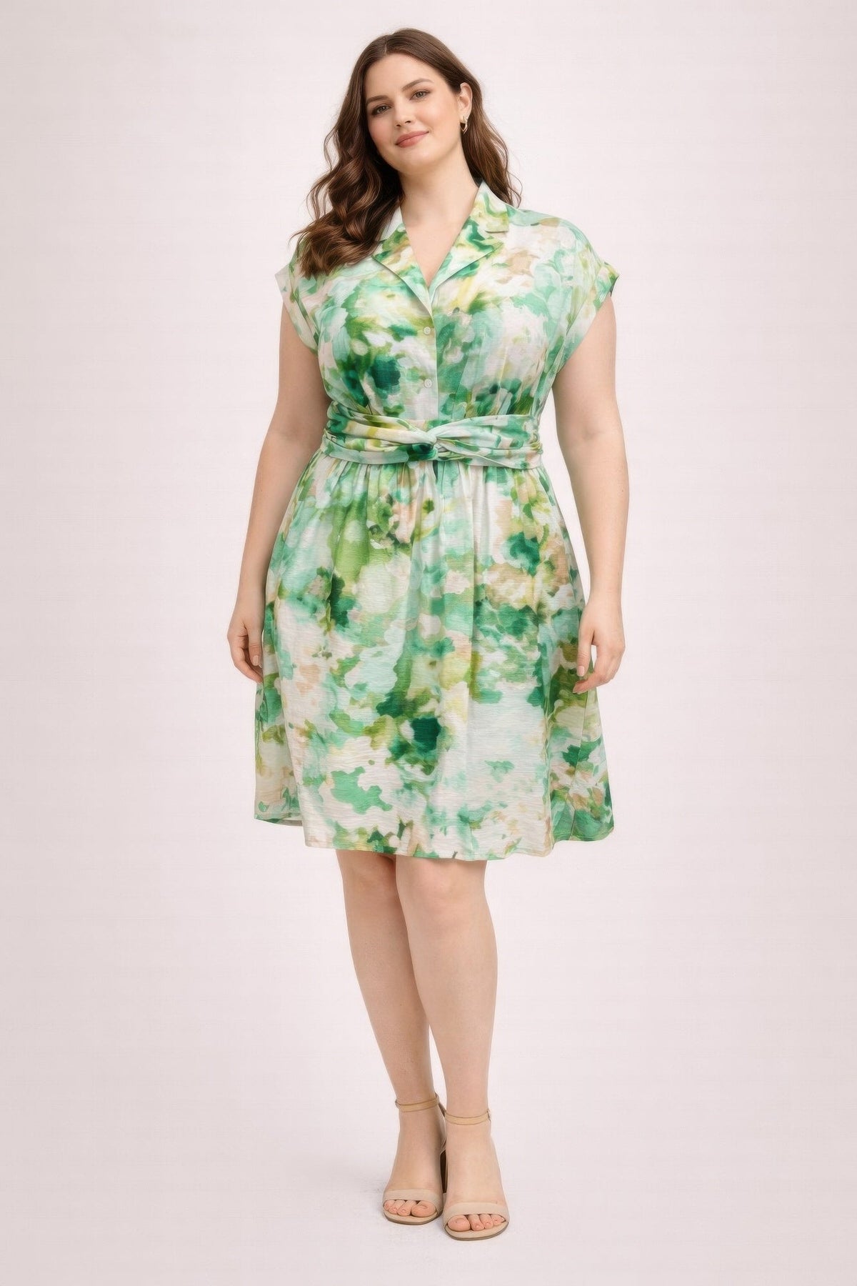 Plus Size Floral Waist Tie Shirt Dress by It's a Girly Place