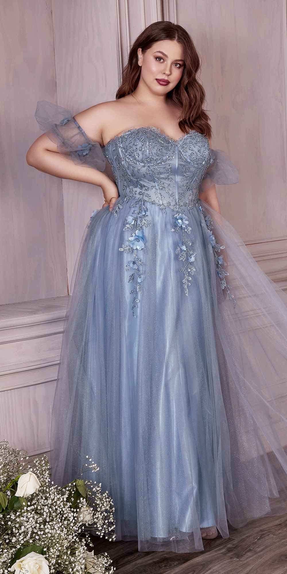 Cinderella Divine CD0191 Strapless Layered Tulle Gown by DiscountDressShop