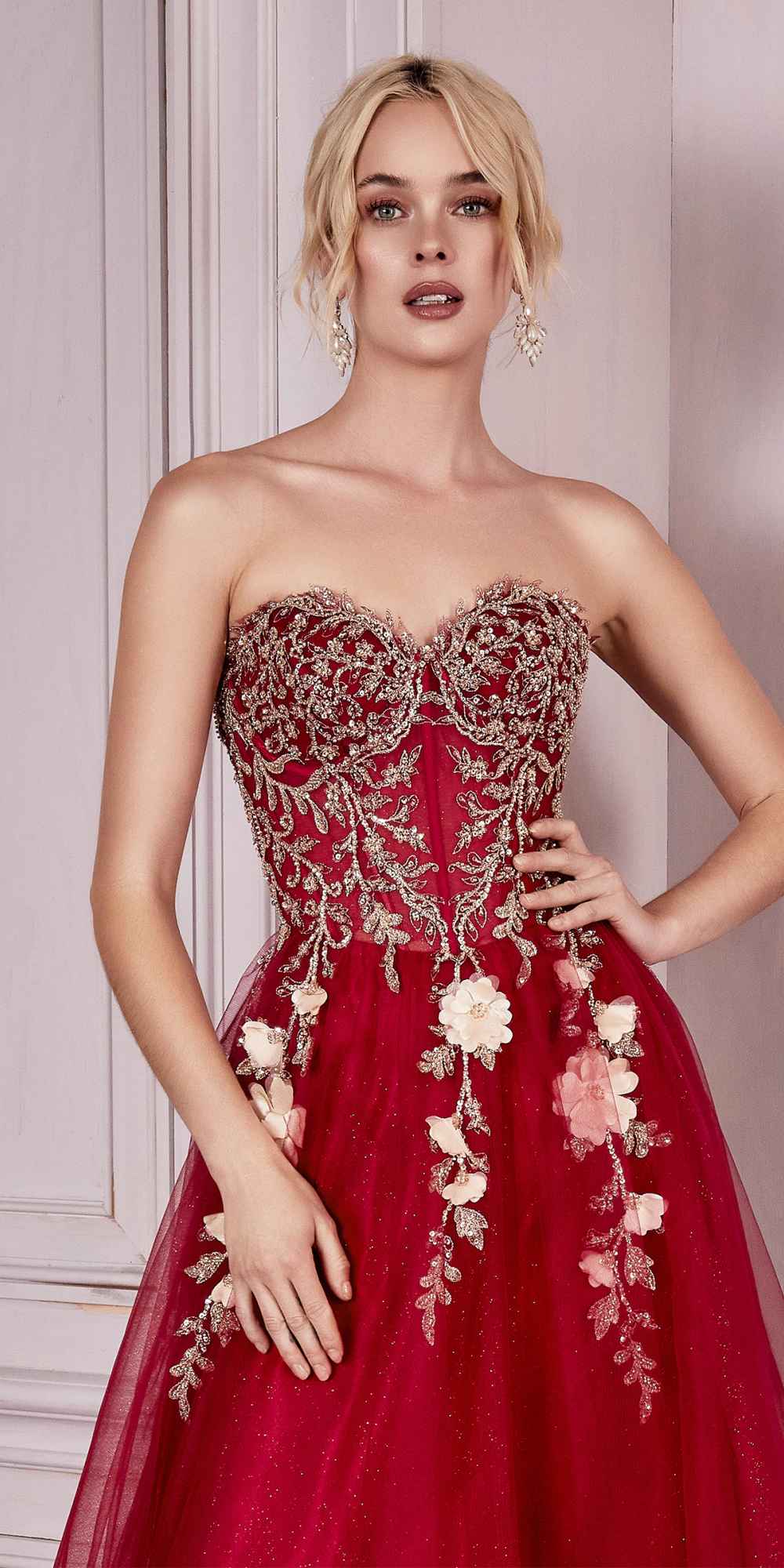 Cinderella Divine CD0191 Strapless Layered Tulle Gown by DiscountDressShop