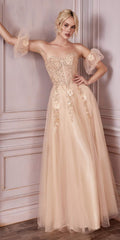 Cinderella Divine CD0191 Strapless Layered Tulle Gown by DiscountDressShop