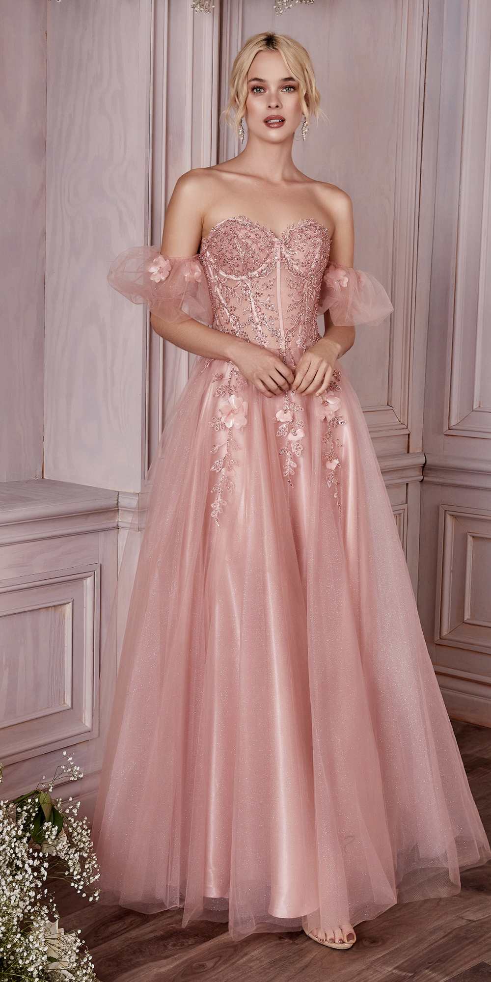 Cinderella Divine CD0191 Strapless Layered Tulle Gown by DiscountDressShop