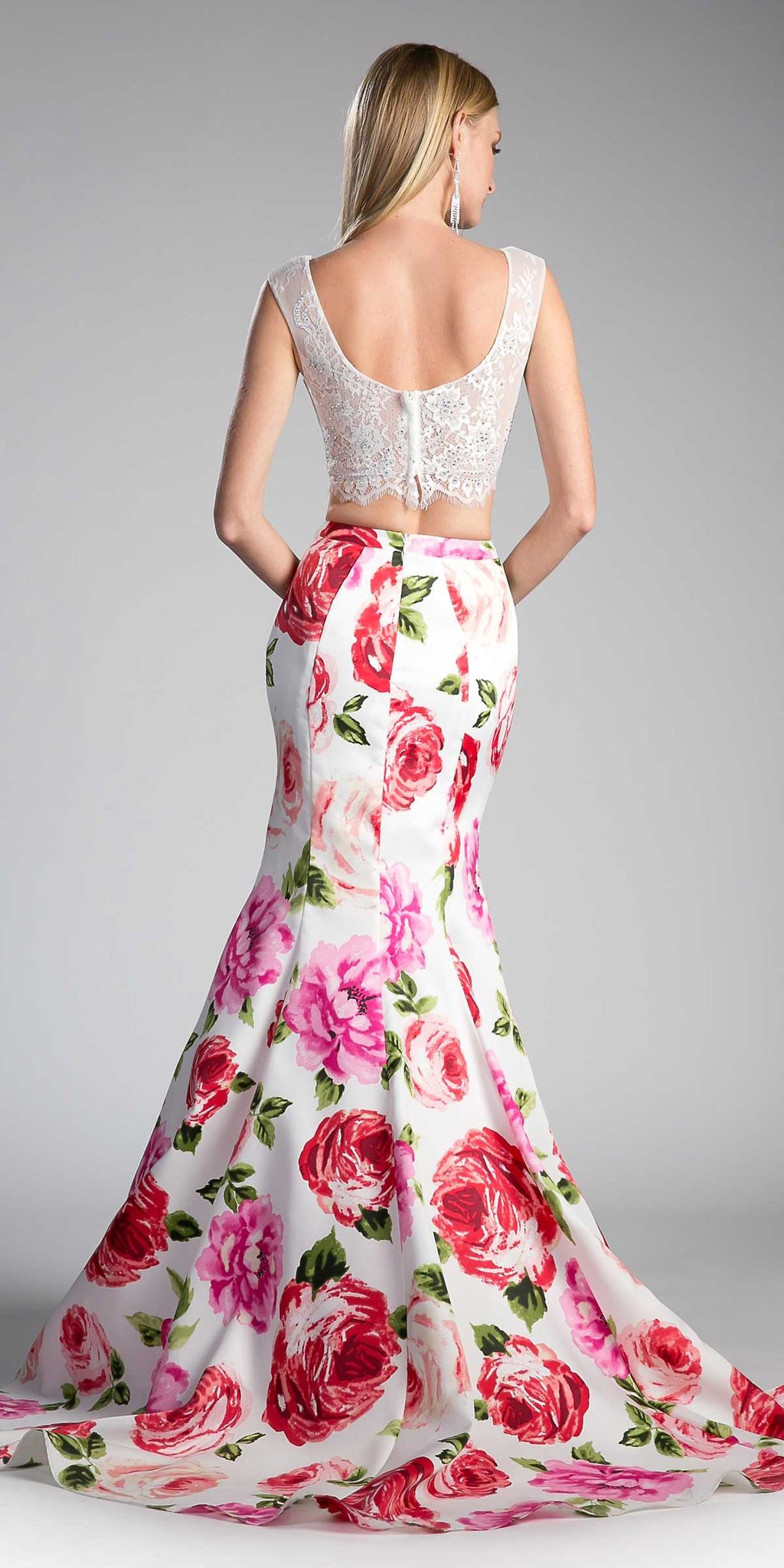 Cinderella Divine CD701L Long Printed Mermaid Skirt by DiscountDressShop