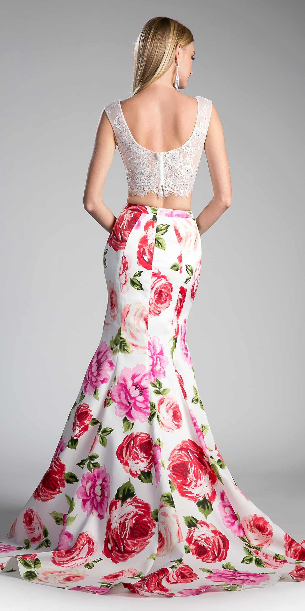 Cinderella Divine CD701L Long Printed Mermaid Skirt by DiscountDressShop