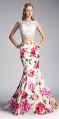 Cinderella Divine CD701L Long Printed Mermaid Skirt by DiscountDressShop