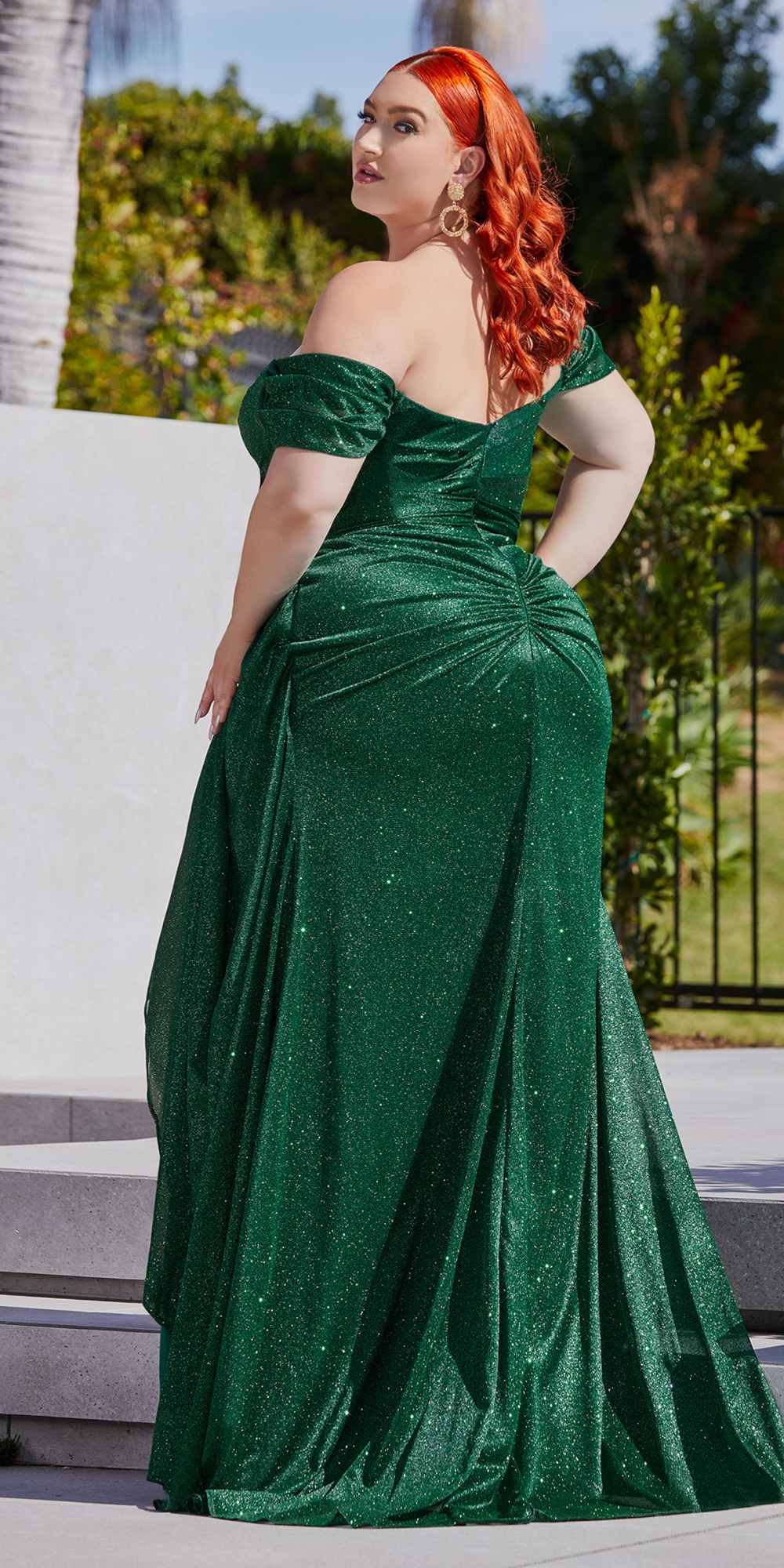 Ladivine CD878 Floor Length Off the Shoulder Glitter Gown by DiscountDressShop