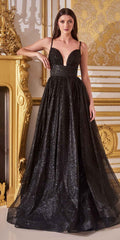 Cinderella Divine CD996 Floor Length A-line Glitter Ball Gown by DiscountDressShop