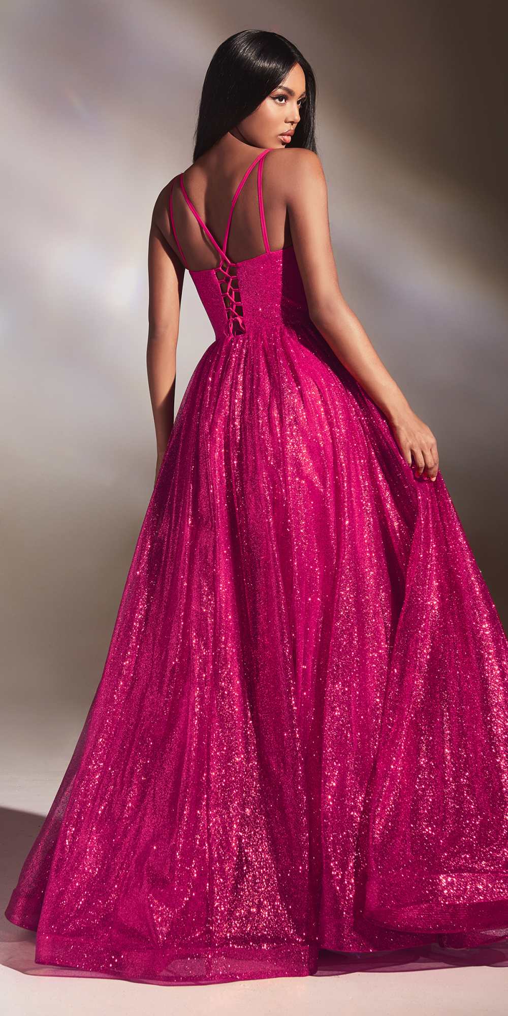 Cinderella Divine CD996 Floor Length A-line Glitter Ball Gown by DiscountDressShop