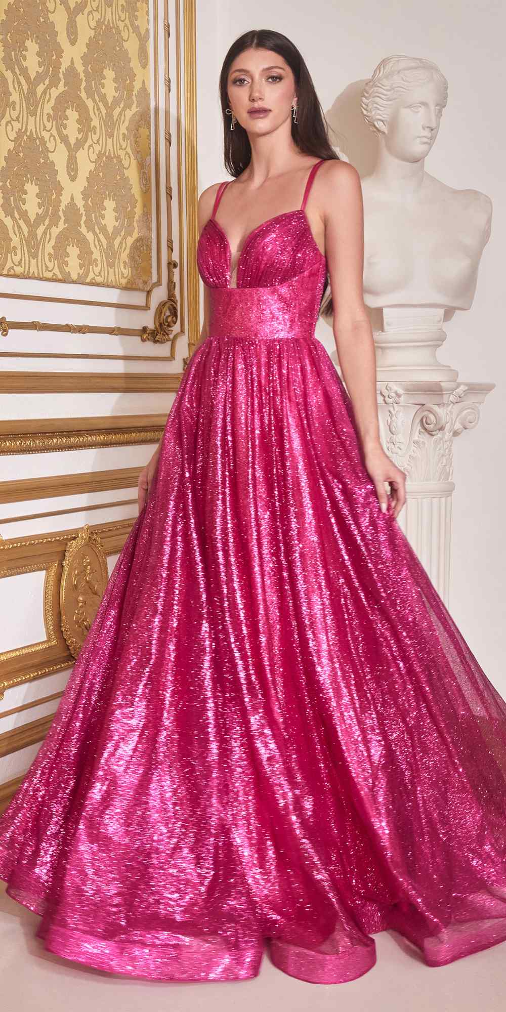 Cinderella Divine CD996 Floor Length A-line Glitter Ball Gown by DiscountDressShop